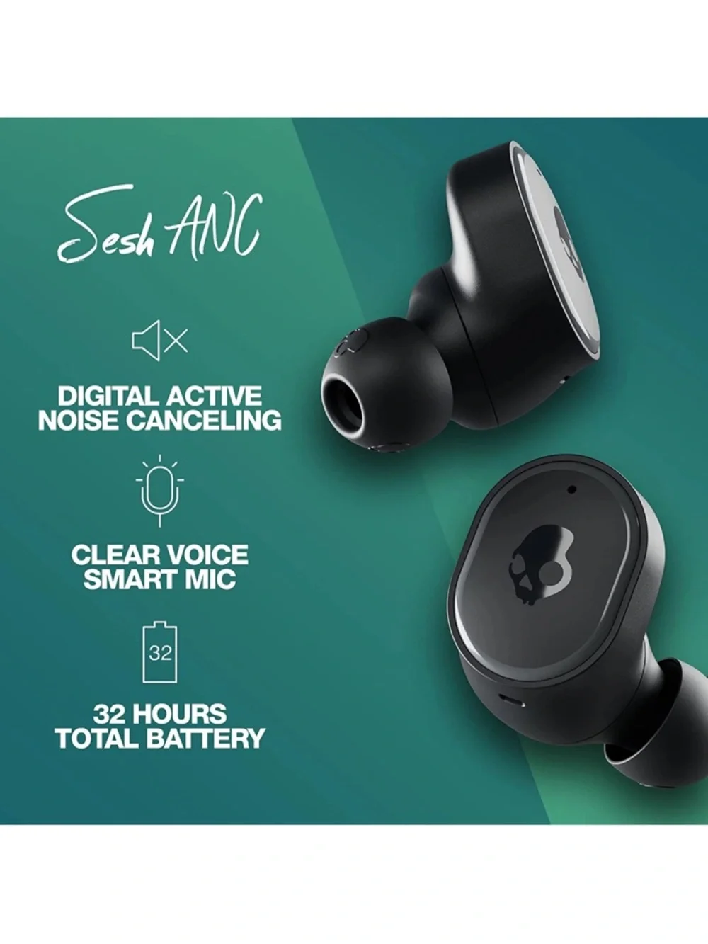 Skullcandy Black Wireless Earbud Charging Case with LED Indicators